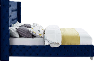 Savan Velvet / Engineered Wood / Metal / Foam Contemporary Navy Velvet Full Bed - 66" W x 81" D x 56" H