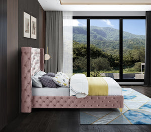 Savan Velvet / Engineered Wood / Metal / Foam Contemporary Pink Velvet Full Bed - 66" W x 81" D x 56" H