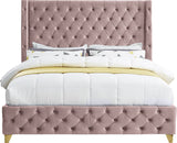 Savan Velvet / Engineered Wood / Metal / Foam Contemporary Pink Velvet Full Bed - 66" W x 81" D x 56" H