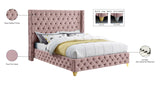 Savan Velvet / Engineered Wood / Metal / Foam Contemporary Pink Velvet King Bed - 88" W x 86" D x 56" H