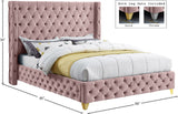 Savan Velvet / Engineered Wood / Metal / Foam Contemporary Pink Velvet King Bed - 88" W x 86" D x 56" H