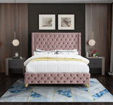 Savan Velvet / Engineered Wood / Metal / Foam Contemporary Pink Velvet King Bed - 88" W x 86" D x 56" H