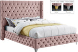 Savan Velvet / Engineered Wood / Metal / Foam Contemporary Pink Velvet Queen Bed - 72" W x 86" D x 56" H