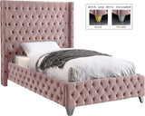 Savan Velvet / Engineered Wood / Metal / Foam Contemporary Pink Velvet Twin Bed - 50" W x 81" D x 56" H