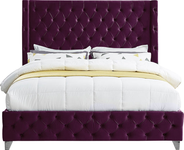 Savan Velvet / Engineered Wood / Metal / Foam Contemporary Purple Velvet Full Bed - 66" W x 81" D x 56" H