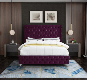 Savan Velvet / Engineered Wood / Metal / Foam Contemporary Purple Velvet Full Bed - 66" W x 81" D x 56" H