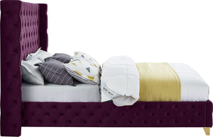 Savan Velvet / Engineered Wood / Metal / Foam Contemporary Purple Velvet King Bed - 88" W x 86" D x 56" H