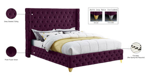 Savan Velvet / Engineered Wood / Metal / Foam Contemporary Purple Velvet Queen Bed - 72" W x 86" D x 56" H