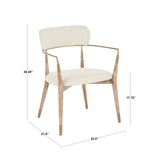 Savannah Contemporary Chair in White Washed Wood and Cream Noise Fabric with Copper Accent by LumiSource - Set of 2