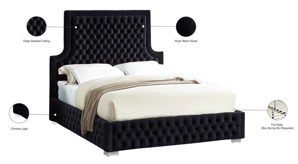 Sedona Velvet / Engineered Wood / Metal / Foam Contemporary Black Velvet King Bed - 83" W x 87" D x 61" H