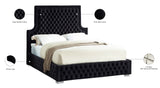 Sedona Velvet / Engineered Wood / Metal / Foam Contemporary Black Velvet King Bed - 83" W x 87" D x 61" H