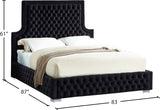 Sedona Velvet / Engineered Wood / Metal / Foam Contemporary Black Velvet King Bed - 83" W x 87" D x 61" H