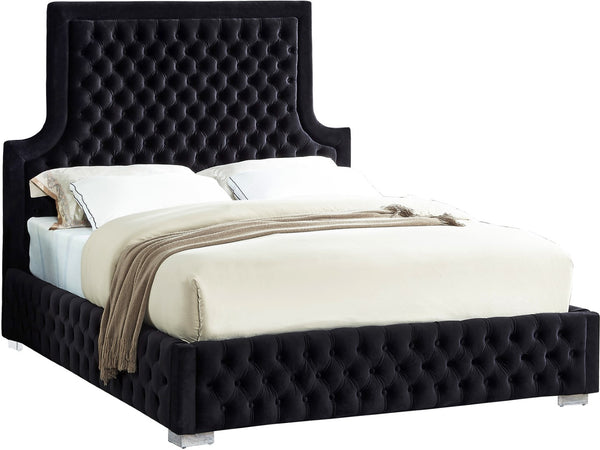 Sedona Velvet / Engineered Wood / Metal / Foam Contemporary Black Velvet Queen Bed - 67" W x 87" D x 61" H