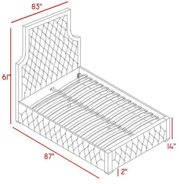 Sedona Velvet / Engineered Wood / Metal / Foam Contemporary Cream Velvet King Bed - 83" W x 87" D x 61" H