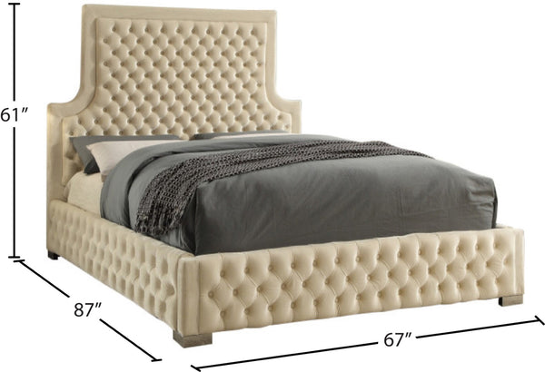 Sedona Velvet / Engineered Wood / Metal / Foam Contemporary Cream Velvet Queen Bed - 67" W x 87" D x 61" H