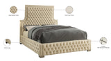 Sedona Velvet / Engineered Wood / Metal / Foam Contemporary Cream Velvet Queen Bed - 67" W x 87" D x 61" H