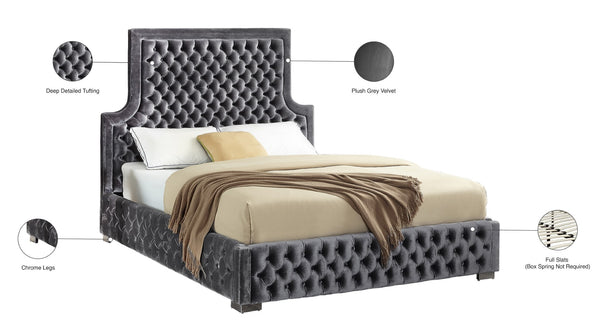 Sedona Velvet / Engineered Wood / Metal / Foam Contemporary Grey Velvet King Bed - 83" W x 87" D x 61" H