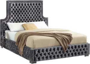 Sedona Velvet / Engineered Wood / Metal / Foam Contemporary Grey Velvet King Bed - 83" W x 87" D x 61" H