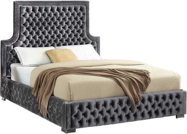 Sedona Velvet / Engineered Wood / Metal / Foam Contemporary Grey Velvet King Bed - 83" W x 87" D x 61" H