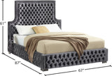 Sedona Velvet / Engineered Wood / Metal / Foam Contemporary Grey Velvet Queen Bed - 67" W x 87" D x 61" H