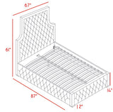 Sedona Velvet / Engineered Wood / Metal / Foam Contemporary Grey Velvet Queen Bed - 67" W x 87" D x 61" H