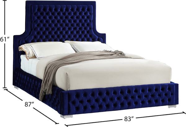 Sedona Velvet / Engineered Wood / Metal / Foam Contemporary Navy Velvet King Bed - 83" W x 87" D x 61" H