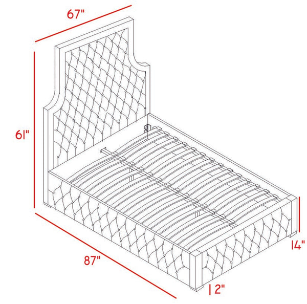 Sedona Velvet / Engineered Wood / Metal / Foam Contemporary Navy Velvet King Bed - 83" W x 87" D x 61" H
