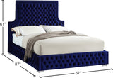 Sedona Velvet / Engineered Wood / Metal / Foam Contemporary Navy Velvet Queen Bed - 67" W x 87" D x 61" H