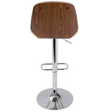 Serena Mid-Century Modern Barstool in  Walnut and Grey by LumiSource