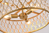 Bethel Gold Chandelier in Metal & Crystal