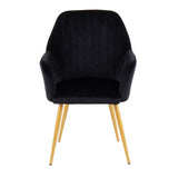 Shelton Contemporary/Glam Chair in Gold Steel and Black Velvet by LumiSource