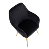 Shelton Contemporary/Glam Chair in Gold Steel and Black Velvet by LumiSource