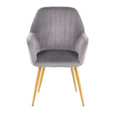 Shelton Contemporary/Glam Chair in Gold Steel and Silver Velvet by LumiSource