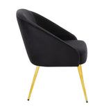 Shiraz Contemporary/Glam Chair in Gold Metal and Black Velvet by LumiSource