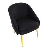 Shiraz Contemporary/Glam Chair in Gold Metal and Black Velvet by LumiSource