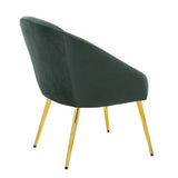 Shiraz Contemporary/Glam Chair in Gold Metal and Green Velvet by LumiSource