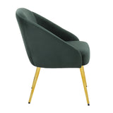 Shiraz Contemporary/Glam Chair in Gold Metal and Green Velvet by LumiSource
