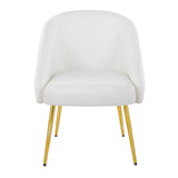 Shiraz Contemporary/Glam Chair in Gold Metal and White Velvet by LumiSource