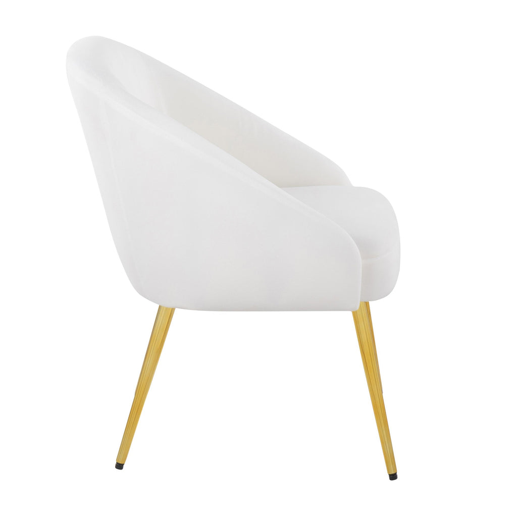 Shiraz Contemporary/Glam Chair in Gold Metal and White Velvet by LumiSource