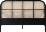 Siena Ash Veneer / Engineered Wood / Natural Cane Mid-Century Modern Black Ash Wood Full Bed (3 Boxes) - 57" W x 80.5" D x 43" H