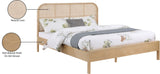 Siena Ash Veneer / Engineered Wood / Natural Cane Mid-Century Modern Natural Ash Wood Full Bed (3 Boxes) - 57" W x 80.5" D x 43" H