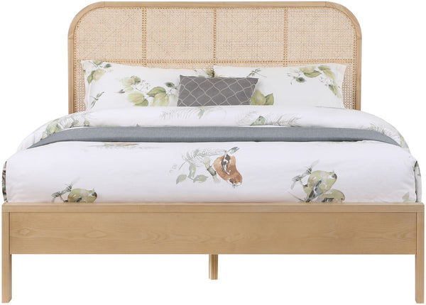 Siena Ash Veneer / Engineered Wood / Natural Cane Mid-Century Modern Natural Ash Wood Full Bed (3 Boxes) - 57" W x 80.5" D x 43" H
