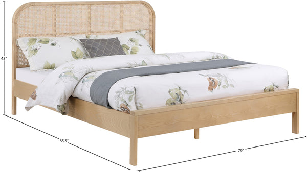 Siena Ash Veneer / Engineered Wood / Natural Cane Mid-Century Modern Natural Ash Wood King Bed (3 Boxes) - 79" W x 85.5" D x 43" H
