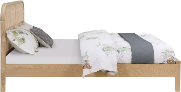 Siena Ash Veneer / Engineered Wood / Natural Cane Mid-Century Modern Natural Ash Wood King Bed (3 Boxes) - 79" W x 85.5" D x 43" H