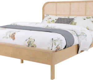 Siena Ash Veneer / Engineered Wood / Natural Cane Mid-Century Modern Natural Ash Wood King Bed (3 Boxes) - 79" W x 85.5" D x 43" H
