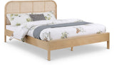 Siena Ash Veneer / Engineered Wood / Natural Cane Mid-Century Modern Natural Ash Wood Queen Bed (3 Boxes) - 63" W x 85.5" D x 43" H