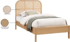 Siena Ash Veneer / Engineered Wood / Natural Cane Mid-Century Modern Natural Ash Wood Twin Bed (3 Boxes) - 42" W x 80.5" D x 43" H