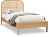 Siena Ash Veneer / Engineered Wood / Natural Cane Mid-Century Modern Natural Ash Wood Twin Bed (3 Boxes) - 42" W x 80.5" D x 43" H