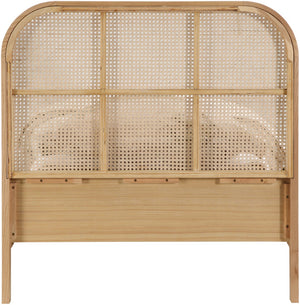 Siena Ash Veneer / Engineered Wood / Natural Cane Mid-Century Modern Natural Ash Wood Twin Bed (3 Boxes) - 42" W x 80.5" D x 43" H