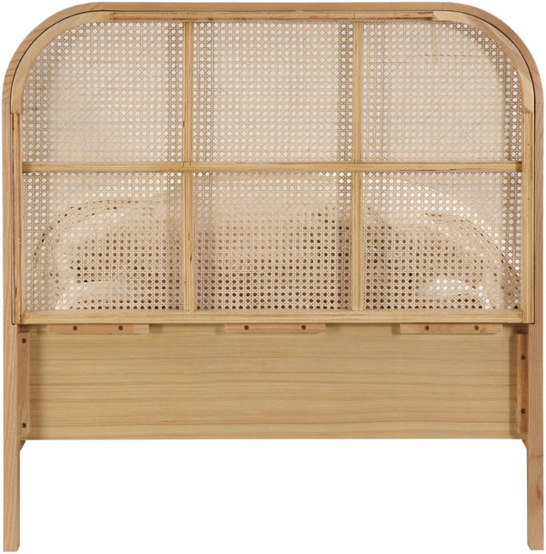 Siena Ash Veneer / Engineered Wood / Natural Cane Mid-Century Modern Natural Ash Wood Twin Bed (3 Boxes) - 42" W x 80.5" D x 43" H